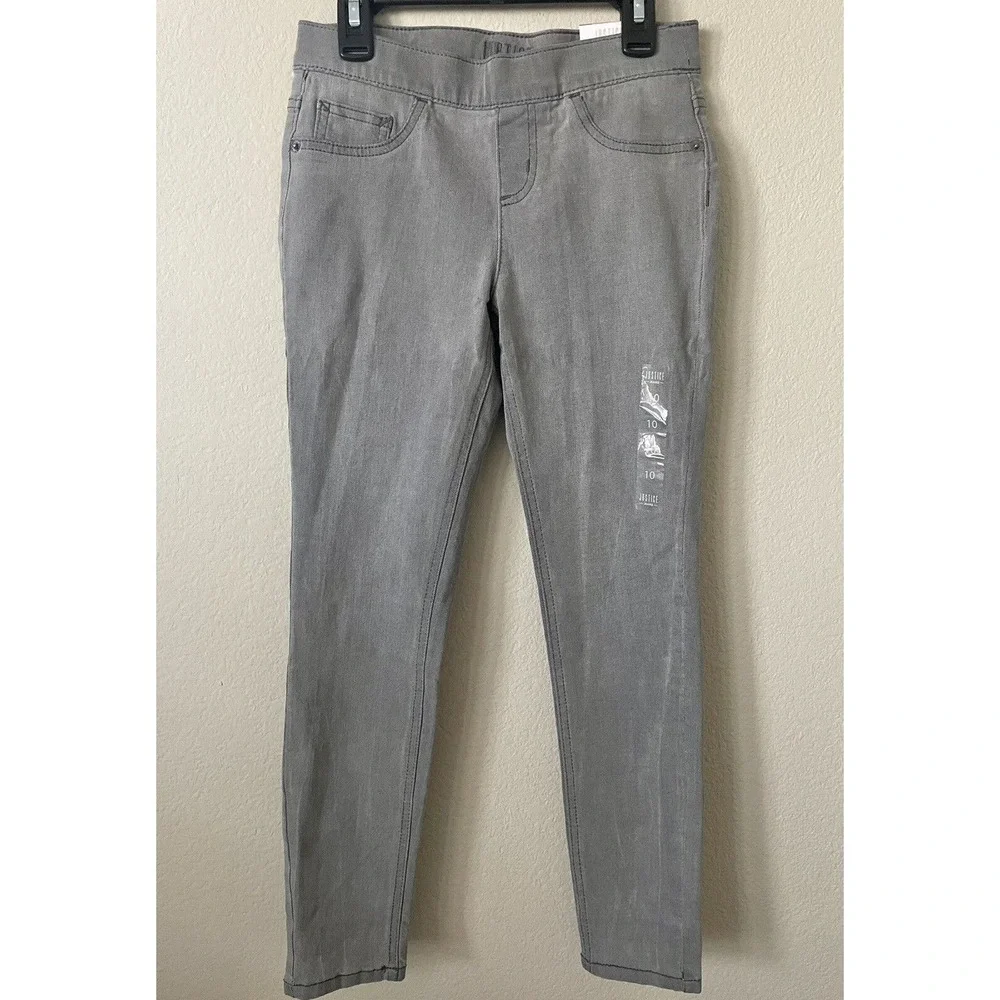 Justice Gray Stretchy Mid Rise Pull On Jean Leggings Jeggings Pants Size 10